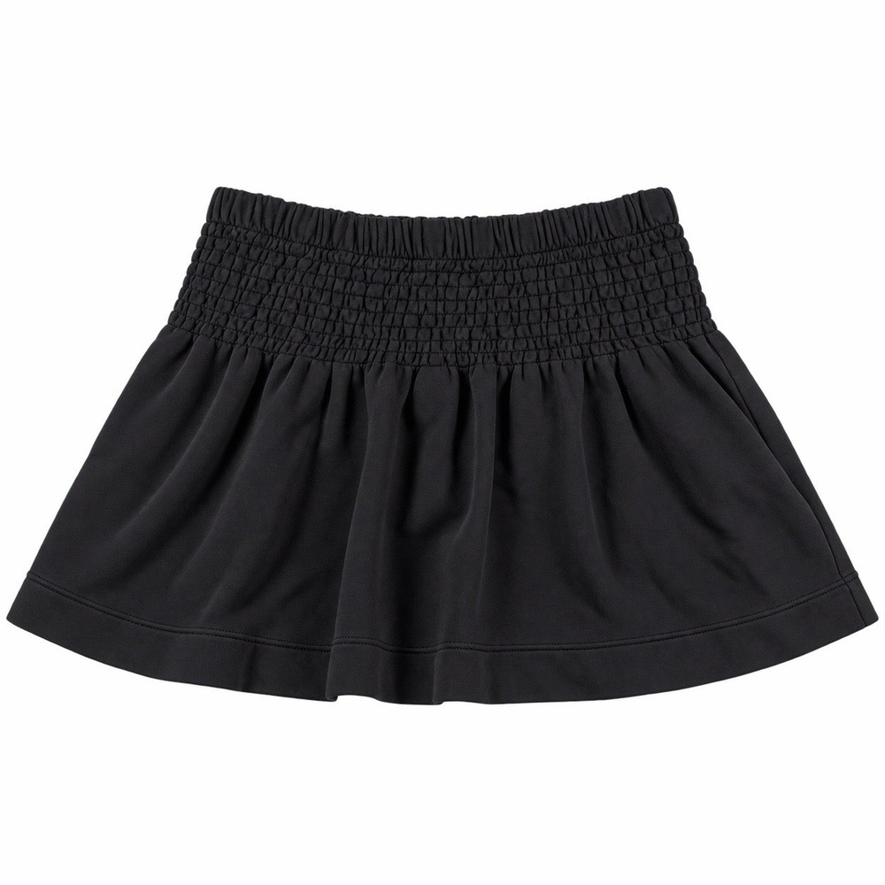 Aerie Smocked Waist Mini Skirt Women's XL Black Terry Lounge Pull On NWT